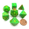 Dice>Polyhedral 7-Die Vortex Chessex Dice Set - Slime with Yellow Numbers - Your Source for Gaming Essentials