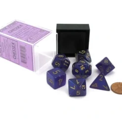 Dice>Polyhedral DnD 7-Dice Set, Luminary Borealis - Royal Purple with Gold Numbers - Your Source for Gaming Essentials