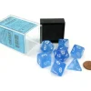 Dice>Polyhedral DnD 7-Dice Set, Luminary Borealis - Sky Blue with White Numbers - Your Source for Gaming Essentials