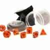 Dice>Polyhedral 7-Piece DnD Pizza Dungeon Dice Set - Dual Orange & White with Black - Your Source for Gaming Essentials