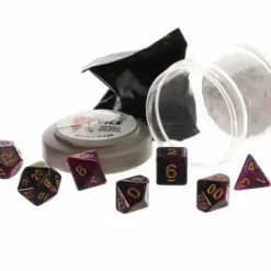 Dice>Polyhedral 7-Piece DnD Pizza Dungeon Dice Set - Dual Purple & Black - Your Source for Gaming Essentials