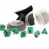 Dice>Polyhedral 7-Piece DnD Pizza Dungeon Dice Set - Dual Teal & White - Your Source for Gaming Essentials