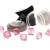 Dice>Polyhedral 7-Piece DnD Pizza Dungeon Dice Set - Lucky Clear Pink - Your Source for Gaming Essentials