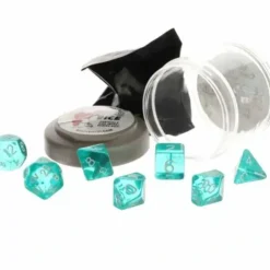 Dice>Polyhedral 7-Piece DnD Pizza Dungeon Dice Set - Lucky Clear Teal - Your Source for Gaming Essentials