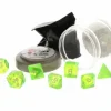 Dice>Polyhedral 7-Piece DnD Pizza Dungeon Dice Set - LuckyClear Neon Green - Your Source for Gaming Essentials