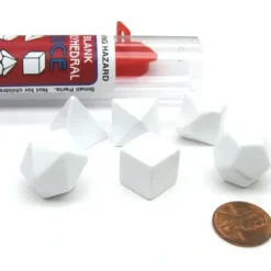 Dice>Polyhedral RPG 6-Dice Set ~14 to 19mm Tall - Blank White - Your Source for Gaming Essentials