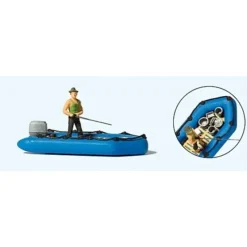 Preiser 10687 HO Blue Dinghy with Fisherman Figure - Your Source for Gaming Essentials* Trains
