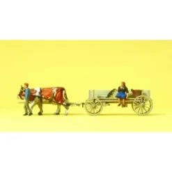 Preiser 30412 HO Farmers & Cows Figures with Farm Wagon - Your Source for Gaming Essentials* Trains