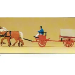 Preiser 30429 HO Horse Drawn 1900 Coal Tender Fire Wagon with Driver Figure - Your Source for Gaming Essentials* Trains