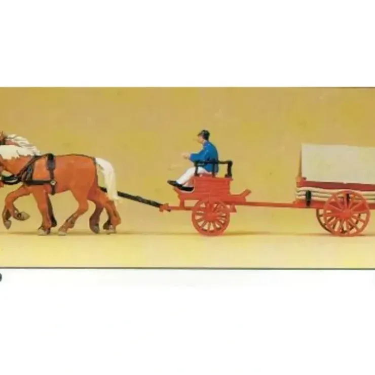 Preiser 30429 HO Horse Drawn 1900 Coal Tender Fire Wagon with Driver Figure - Your Source for Gaming Essentials* Trains