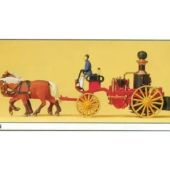 Preiser 30428 HO Horse Drawn Steam Fire Engine Wagon with Fire Man Figure - Your Source for Gaming Essentials* Trains
