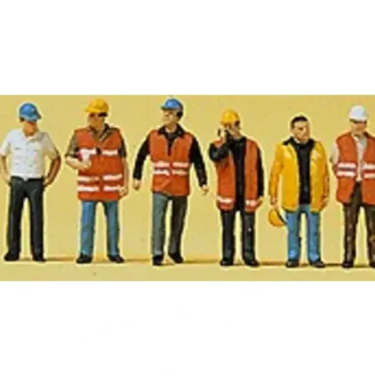 Preiser 10420 HO Modern Workmen Figures with Warning Vest (Set of 6) - Your Source for Gaming Essentials* Trains