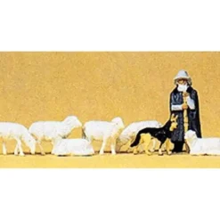Preiser 14160 HO Shepherd with Sheeps & Dog Figures (Set of 8) - Your Source for Gaming Essentials* Trains