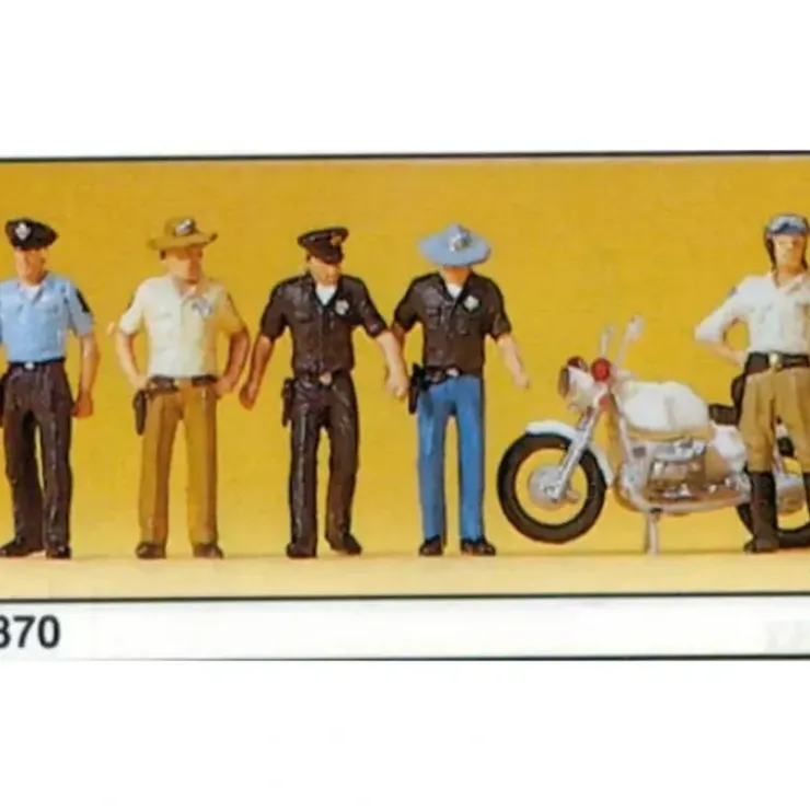 Preiser 10370 HO USA Policemen Figures with Motorcycle (Set of 5) - Your Source for Gaming Essentials* Trains
