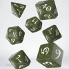 Dice>Q-Workshop Classic RPG Dice Set - Olive with White (7 Pieces) - Your Source for Gaming Essentials
