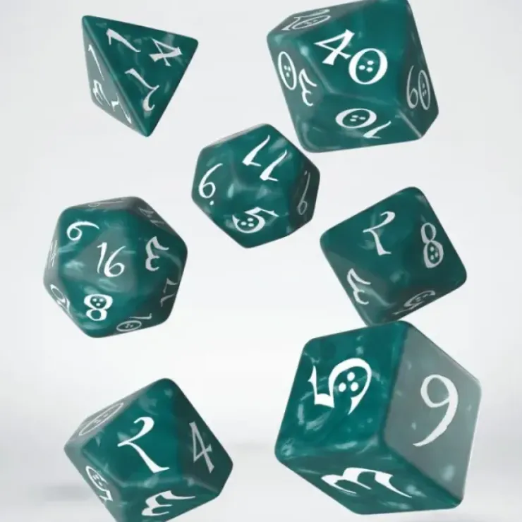 Dice>Q-Workshop Classic RPG Dice Set - Stormy with White (7 Pieces) - Your Source for Gaming Essentials