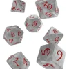 Dice>Q-Workshop Classic RPG Dice Set Pearl with Red Numbers (7 Piece Polyhedral Set) - Your Source for Gaming Essentials