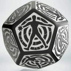 Dice>Q-Workshop D12 Hit Location Dice - Black with White (1 Die) - Your Source for Gaming Essentials