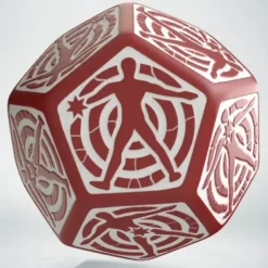 Dice>Q-Workshop D12 Hit Location Dice - Red with White (1 Die) - Your Source for Gaming Essentials
