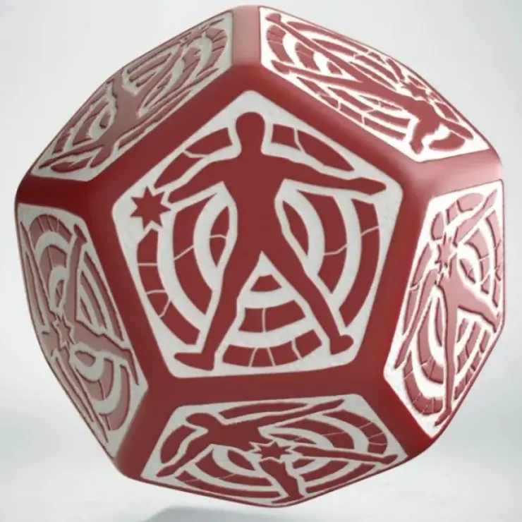 Dice>Q-Workshop D12 Hit Location Dice - Red with White (1 Die) - Your Source for Gaming Essentials