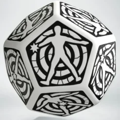 Dice>Q-Workshop D12 Hit Location Dice - White with Black (1 Die) - Your Source for Gaming Essentials