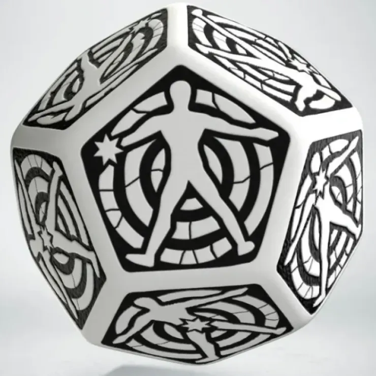 Dice>Q-Workshop D12 Hit Location Dice - White with Black (1 Die) - Your Source for Gaming Essentials