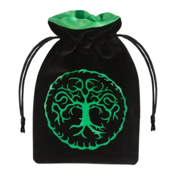 Dice>Q-Workshop Dice Bag - Forest Black and Green Velour - Your Source for Gaming Essentials