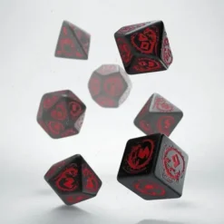 Dice>Q-Workshop Dragons Dice Set Black with Red Etches (7 Piece Set) - Your Source for Gaming Essentials