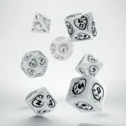 Dice>Q-Workshop Dragons Dice Set White with Black Etches (7 Piece Set) - Your Source for Gaming Essentials