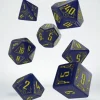 Dice>Q-Workshop Galactic Dice Set: Navy Blue with Yellow (7 Polyhedral Dice) - Your Source for Gaming Essentials