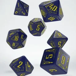 Dice>Q-Workshop Galactic Dice Set: Navy Blue with Yellow (7 Polyhedral Dice) - Your Source for Gaming Essentials