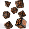 Dice>Q-Workshop Halloween Pumpkin Dice Set - Black with Orange Etches (7 Dice) - Your Source for Gaming Essentials