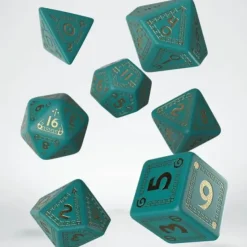 Dice>Q-Workshop RuneQuest Dice Set Turquoise with Gold (7 Pieces) - Your Source for Gaming Essentials