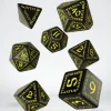 Dice>Q-Workshop Runic Dice Set Black with Yellow Etches (7 Pieces Set) - Your Source for Gaming Essentials