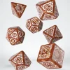 Dice>Q-Workshop Steampunk Clockwork Dice Set Caramel with White Etches (7 Piece Set) - Your Source for Gaming Essentials