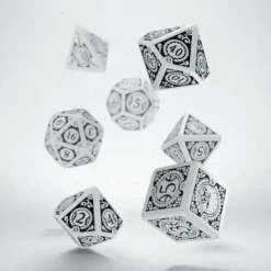 Dice>Q-Workshop Steampunk Clockwork Dice Set White with Black Etches (7 Piece Set) - Your Source for Gaming Essentials