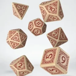 Dice>Q-Workshop Viking Dice Set Beige with Brown (7 Piece Set) - Your Source for Gaming Essentials