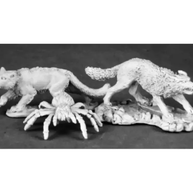 Tabletop Miniatures>Reaper Miniatures Animal Companions II: Wolf, Cat, Spider 03499 Dark Heaven - Your Source for Gaming Essentials