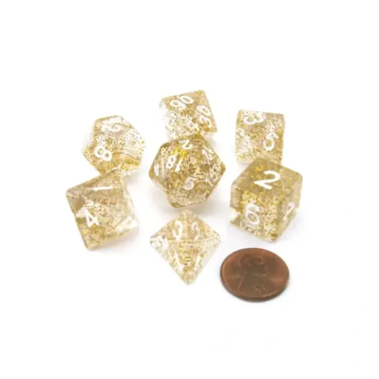 Dice>Reaper Miniatures Boss Pizza Dungeon Dice - Glitter Gold - Your Source for Gaming Essentials