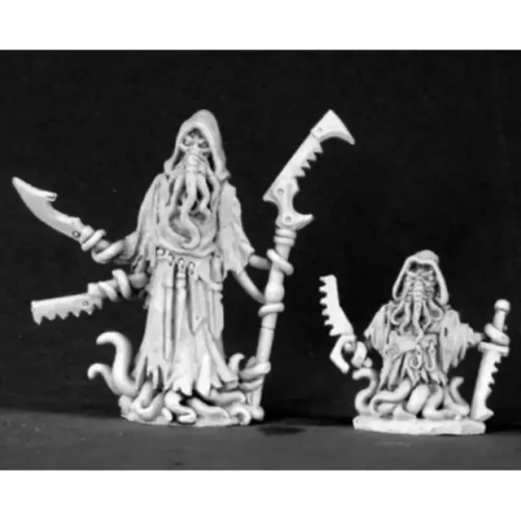 Tabletop Miniatures>Reaper Miniatures Darkspawn Cultist & Minion 03438 Dark Heaven Unpainted Metal - Your Source for Gaming Essentials