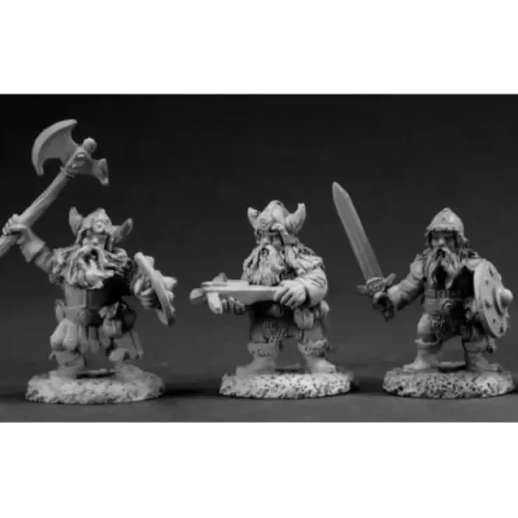 Tabletop Miniatures>Reaper Miniatures Dwarf Warriors (3 Pcs) #03351 Dark Heaven Unpainted Metal - Your Source for Gaming Essentials