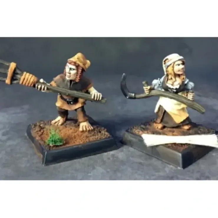 Tabletop Miniatures>Reaper Miniatures Halfling Farmers 2 #03729 Dark Heaven Legends Unpainted Figure - Your Source for Gaming Essentials