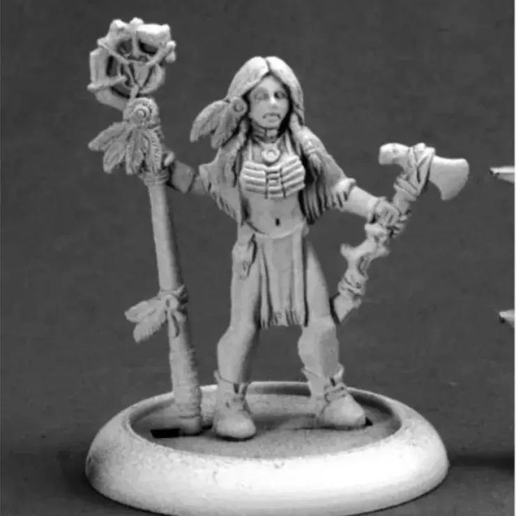 Tabletop Miniatures>Reaper Miniatures Indian Shaman (Female) #59010 Savage Worlds Unpainted D&D Mini - Your Source for Gaming Essentials