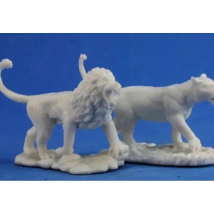 Tabletop Miniatures>Reaper Miniatures Lions(2) #77341 Bones Unpainted Plastic D&D RPG Mini Figure - Your Source for Gaming Essentials
