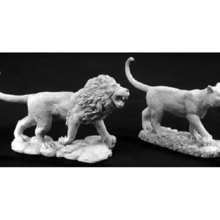 Tabletop Miniatures>Reaper Miniatures Male & Female Lion #02776 Dark Heaven Legends Unpainted Metal - Your Source for Gaming Essentials
