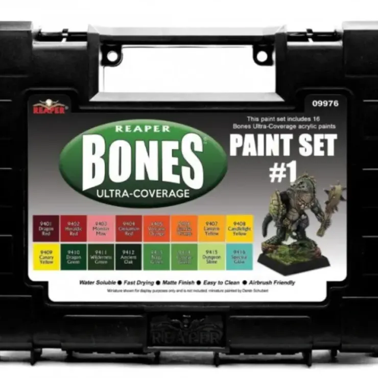 Tabletop Miniatures>Reaper Miniatures MSP Bones Ultra-Coverage Paint Set #1 - 16 Bottles - Your Source for Gaming Essentials