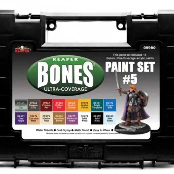 Tabletop Miniatures>Reaper Miniatures #09980 MSP Bones Ultra-Coverage Paint Set #5 - 16 Bottles - Your Source for Gaming Essentials
