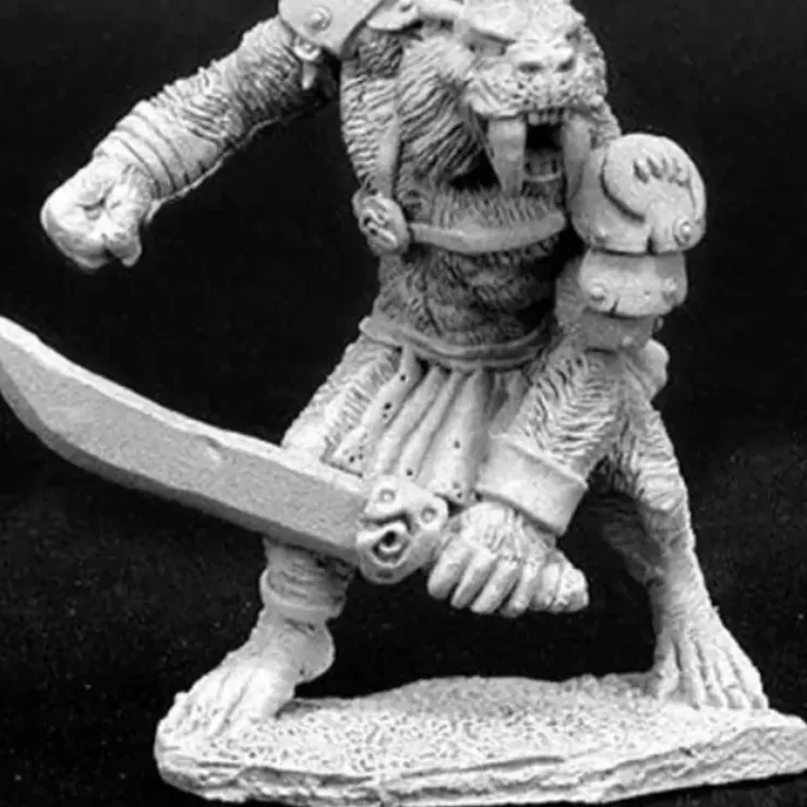 Tabletop Miniatures>Reaper Miniatures Sabertooth Tiger Man #02785 Dark Heaven Unpainted Metal - Your Source for Gaming Essentials