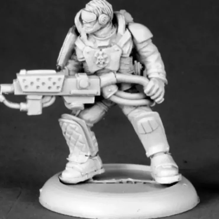 Tabletop Miniatures>Reaper Miniatures "Torch" McHughes, IMEF Flame Thrower #50175 Chronoscope Figure - Your Source for Gaming Essentials