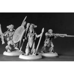 Tabletop Miniatures>Reaper Miniatures Zulu Warriors (3) #50083 Chronoscope Metal D&D RPG Mini Figure - Your Source for Gaming Essentials